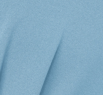 Three Quarter Sleeve Pleated Midi Dress With Tie Waist In Blue Mist