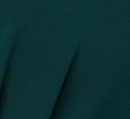 Three Quarter Sleeve Pleated Midi Dress With Tie Waist In Hunter