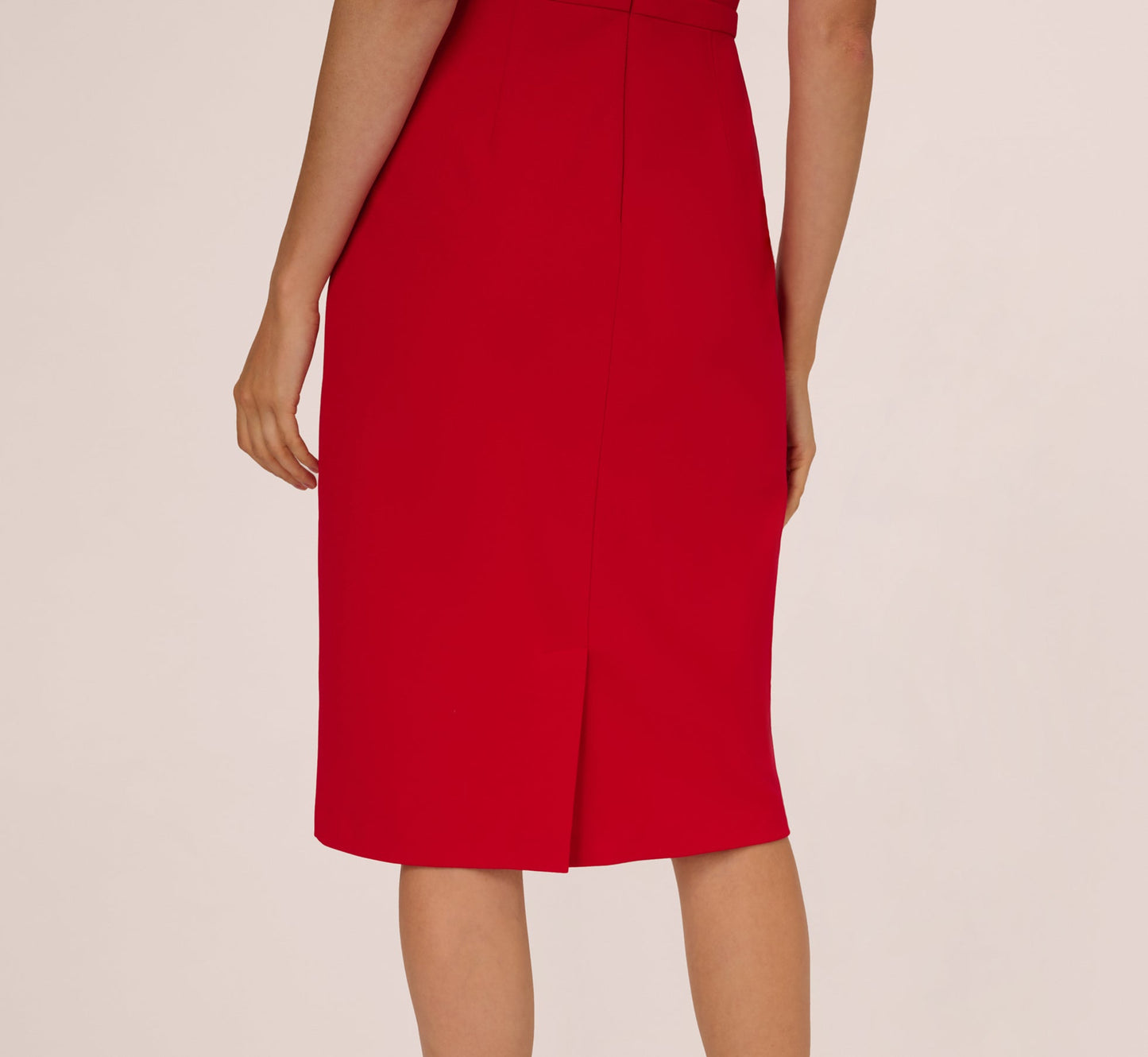 Short Sleeve Bow Waist Sheath Dress In Red