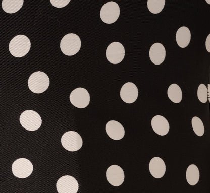 Polka Dot Halter Fit And Flare Midi Dress In Black Ivory