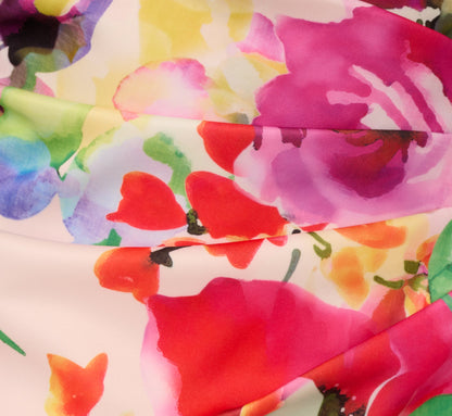 One Shoulder Rosette Floral Sheath Dress In Pink Multi