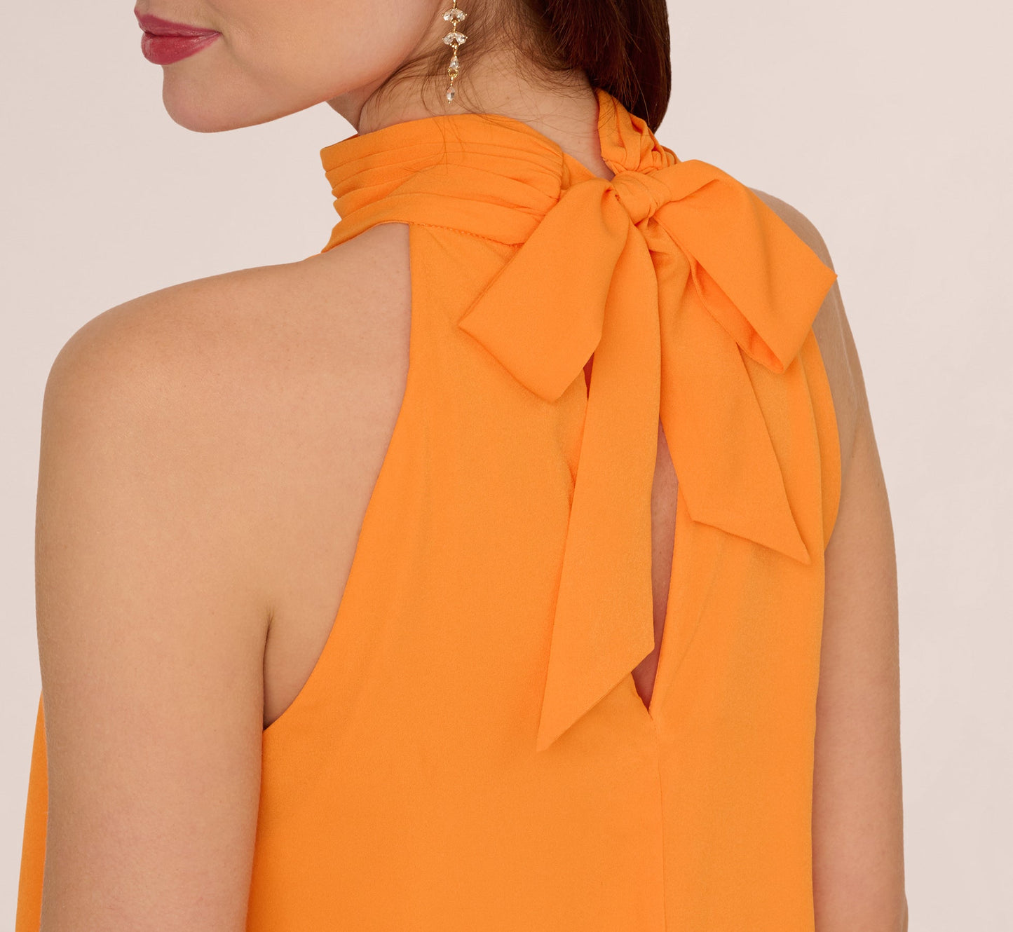 Chiffon Halter Trapeze Dress In Orange