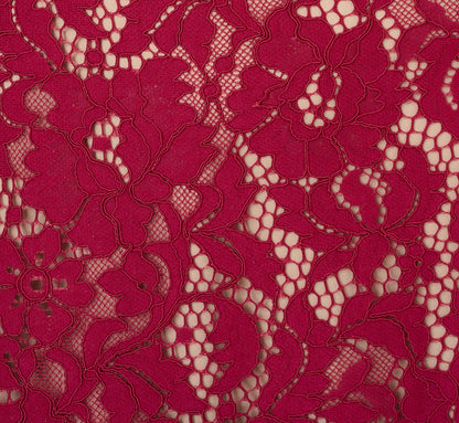 Short Sleeve Lace Illusion Short Dress In Light Wine