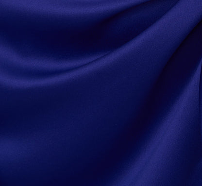 One Shoulder Satin Knot Draped Midi Dress In Dark Blue Violet