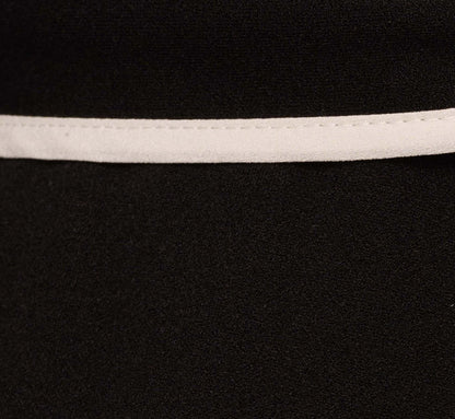 Bell Sleeve Tie Front Contrast Tipped Jumpsuit In Black Ivory