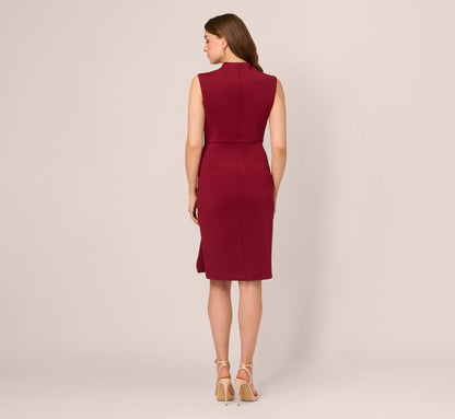 Sleeveless Queen Anne Sheath Dress In Crimson Haze