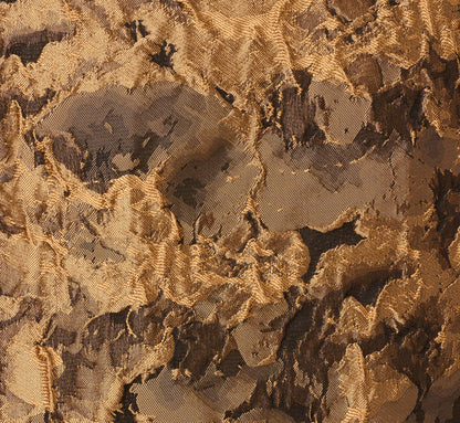 Sleeveless Jacquard Roll Collar Shift Dress In Gold Black