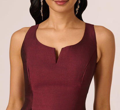 Sleeveless Floral Border Jacquard Midi Dress In Plum Multi