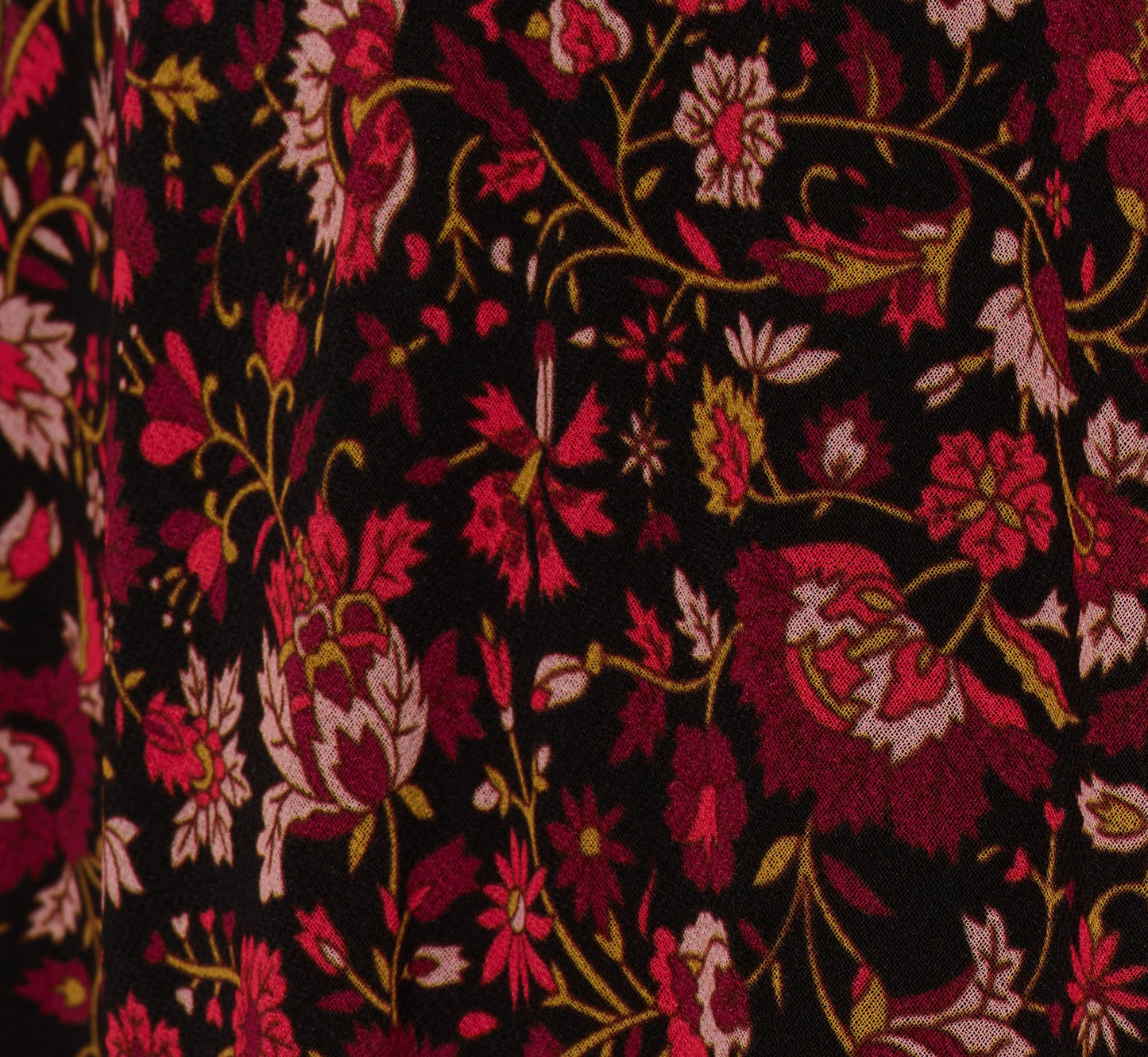 Long Sleeve Ditsy Floral Chiffon Midi Dress In Black Multi