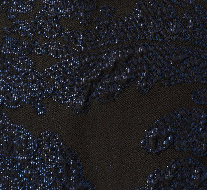 Three Quarter Bell Sleeve Short Jacquard Dress In Navy Black