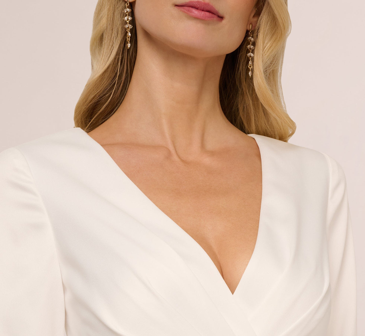 Three Quarter Sleeve Draped Combo Jumpsuit In Ivory Black