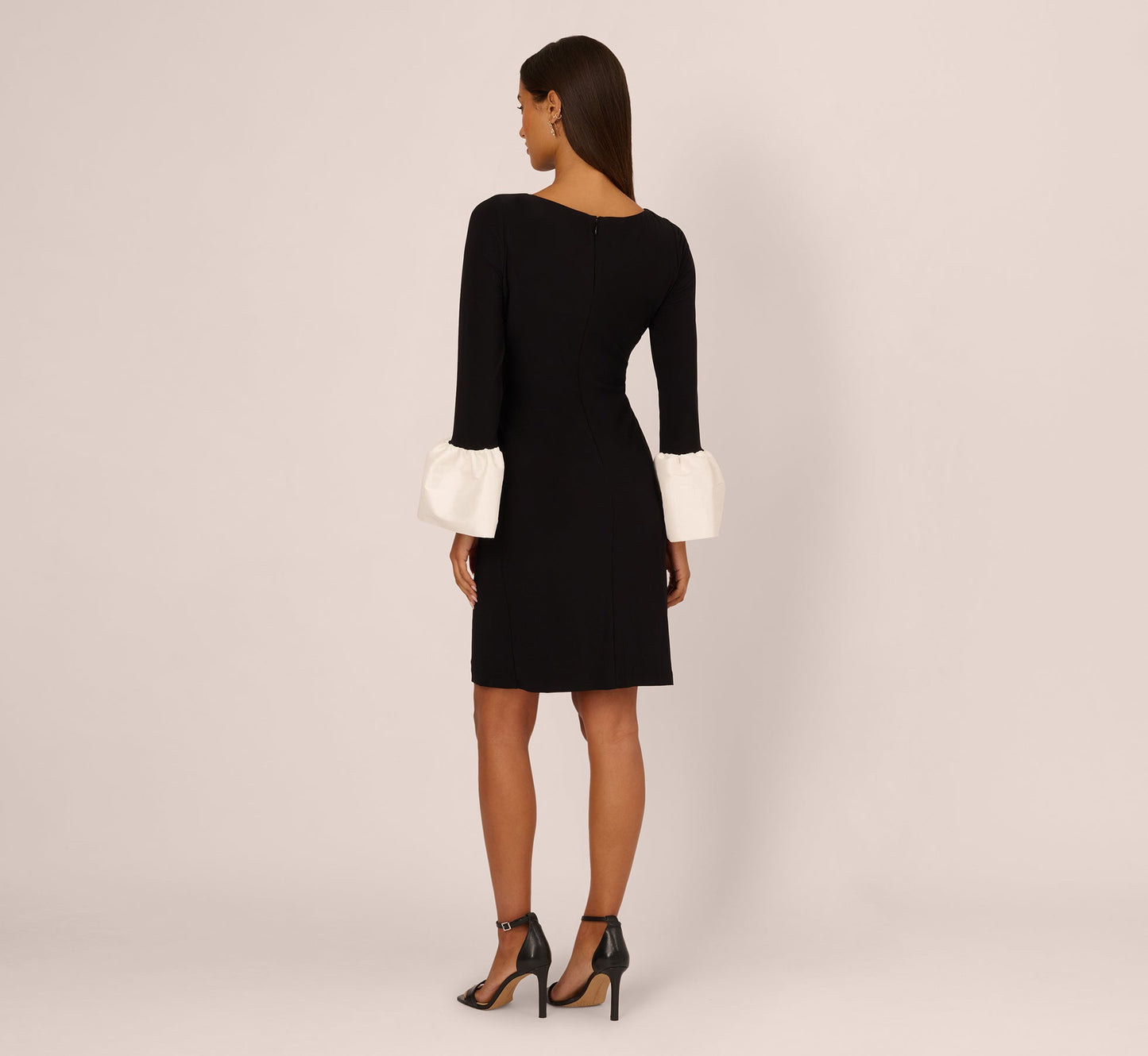 Bell Sleeve Jersey Sheath Dress In Black