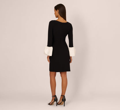 Bell Sleeve Jersey Sheath Dress In Black