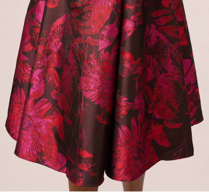 Sleeveless Chrysanthemum Floral Jacquard Midi Dress In Pink Multi