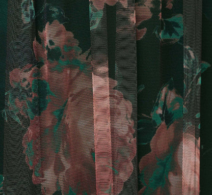 Flutter Sleeve Floral Tulle Maxi Dress In Hunter Multi