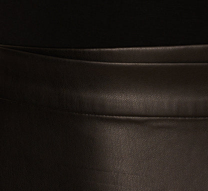 Short Sleeve Faux Leather Combo Skater Dress In Black