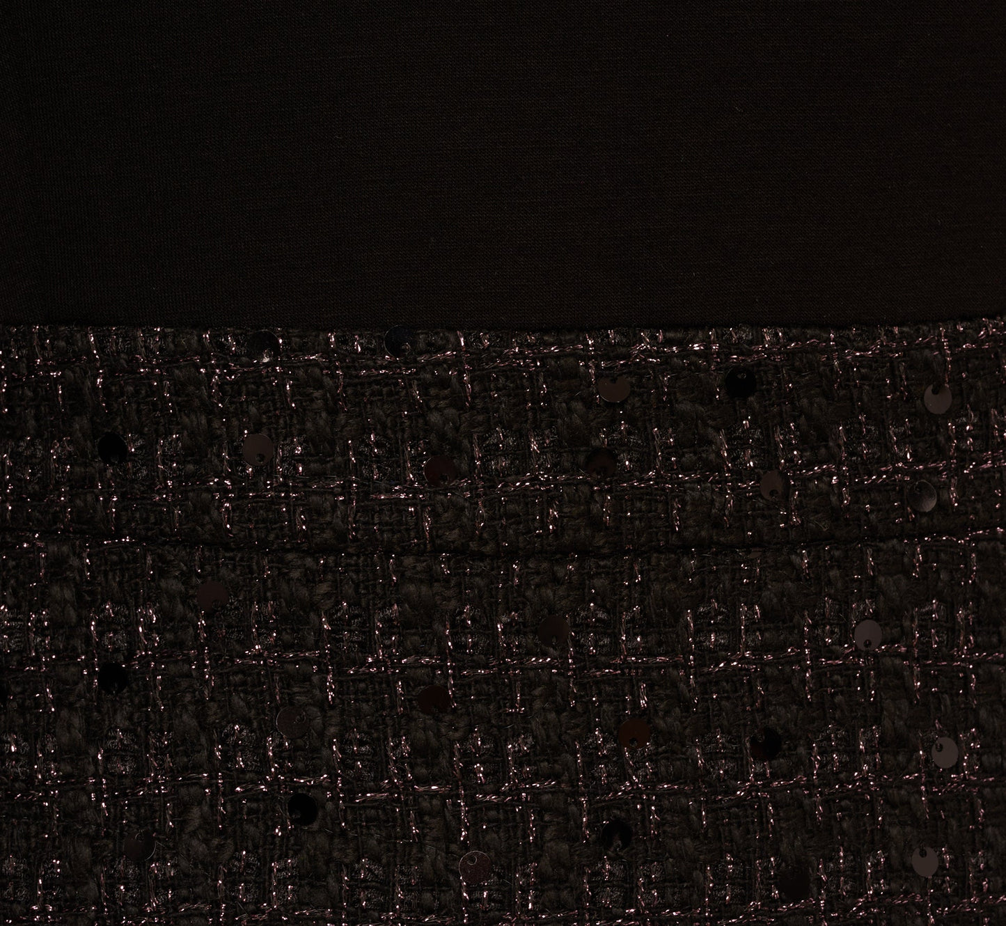 Long Sleeve Sequin Tweed Short Combo Dress In Black