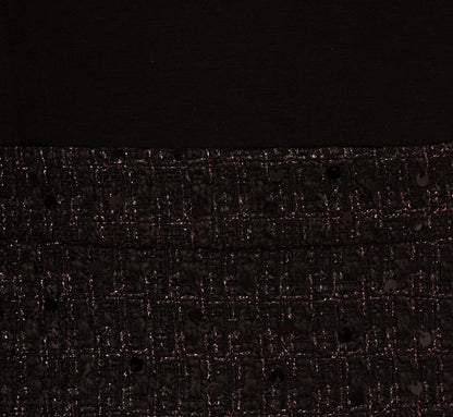 Long Sleeve Sequin Tweed Short Combo Dress In Black