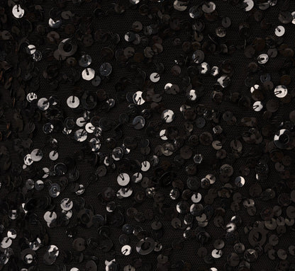 Off The Shoulder Sequin Beaded Gown In Black