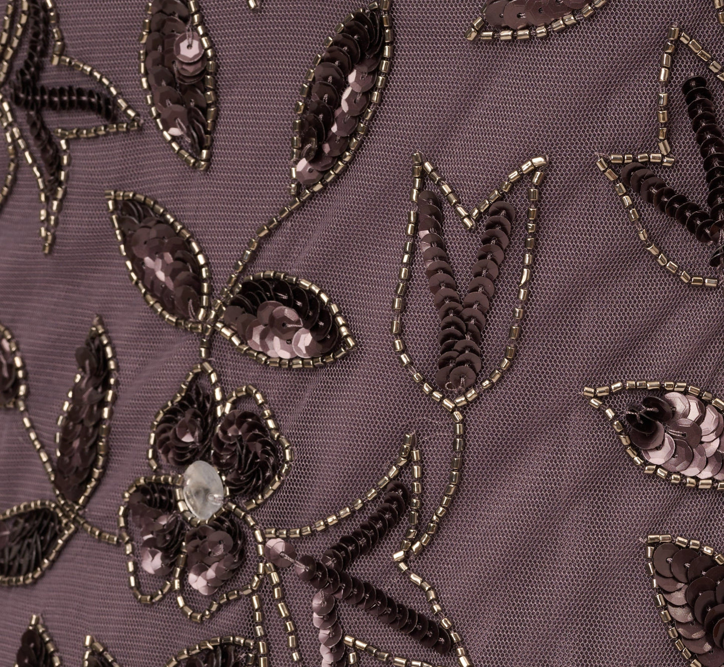 Hand Beaded Short Sleeve Floral Godet Gown In Moonscape