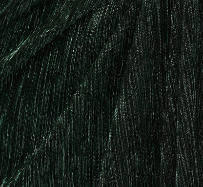 Stardust Pleated Draped One Shoulder Gown In Green Pine