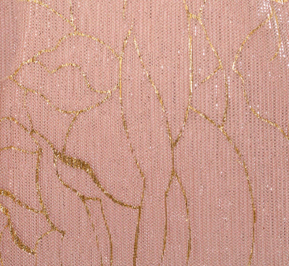 Plus Size Metallic Mesh Draped Gown In Rose Gold