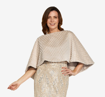 Faux Fur Cape In Marble