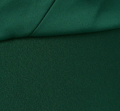 One-Shoulder Long Satin Crepe Mermaid Gown In Deep Forest