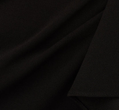 High Low Crepe Halter Gown With Organza Draping In Black