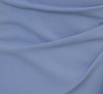 High Low Crepe Halter Gown With Organza Draping In French Blue