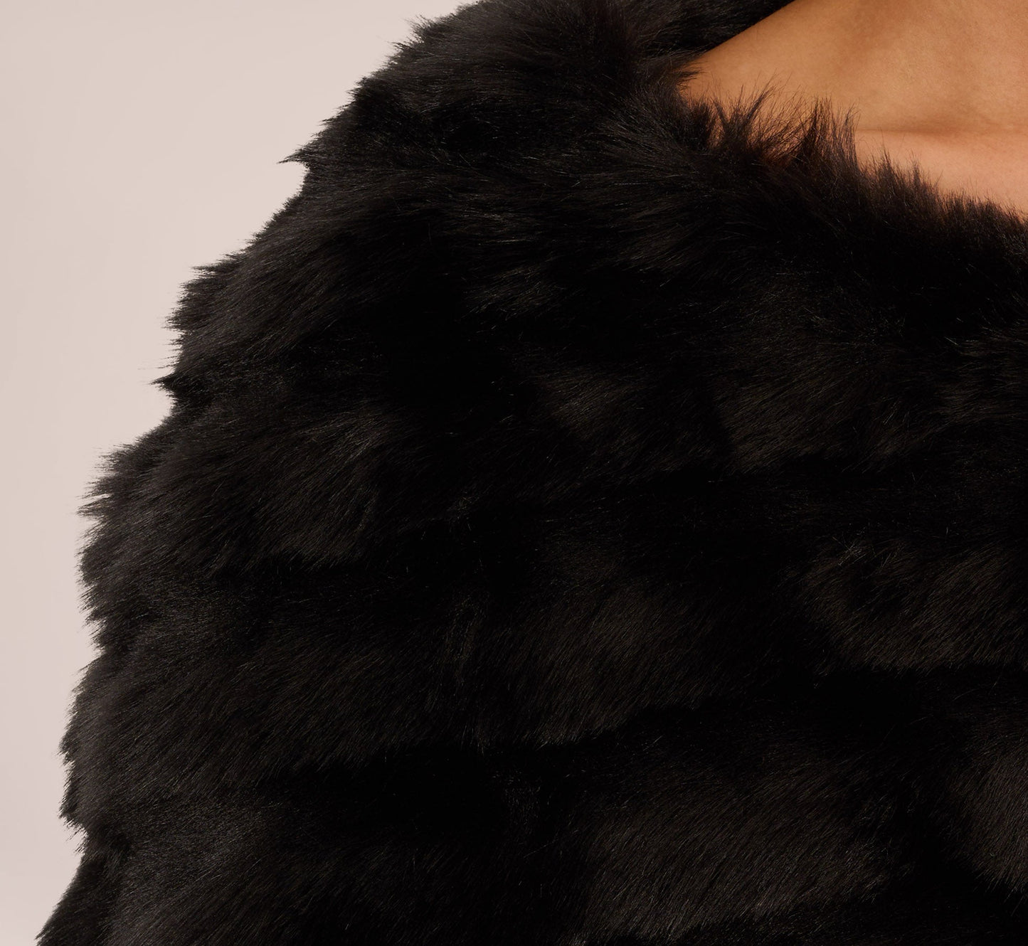 Faux Fur Wrap With Stone Brooch In Black