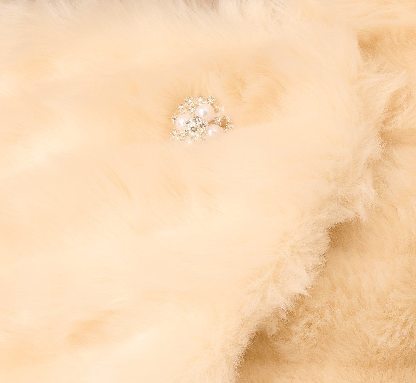 Faux Fur Wrap With Stone Brooch In Champagne