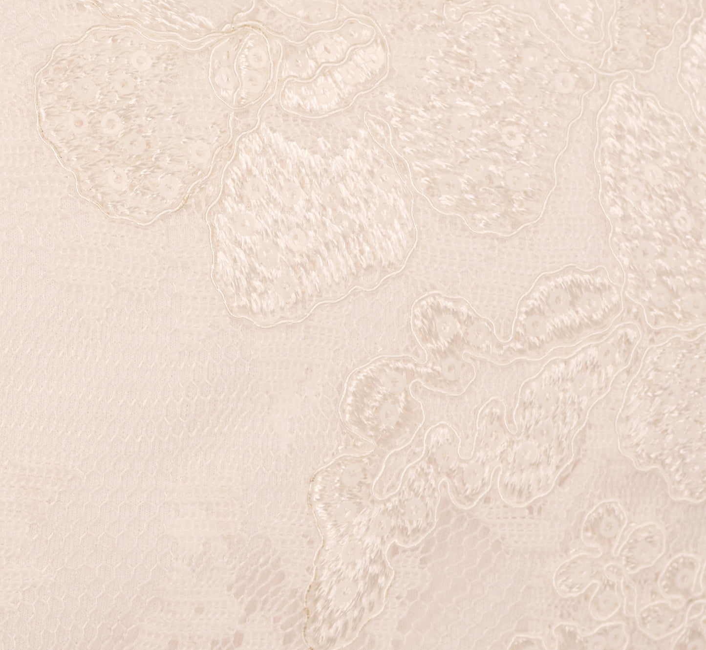 Sleeveless Floral Lace Dress With Feather Trim In Ivory