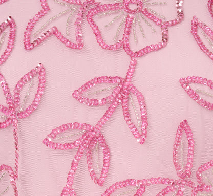 Sleeveless Blouson Mermaid Gown With Jasmine Beading In Pink Lace