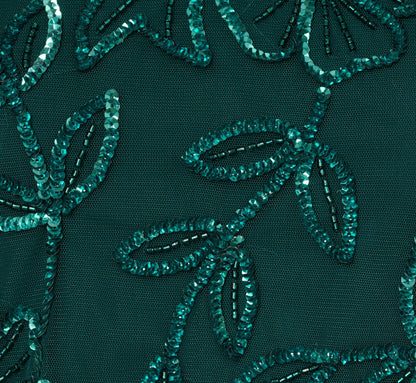 Sleeveless Blouson Mermaid Gown With Jasmine Beading In Gem Green