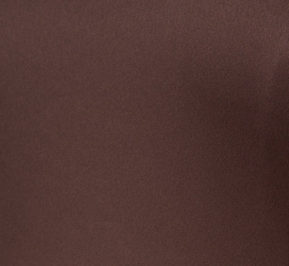 Satin Halter Mermaid Gown With Ruffle Trim In Dark Brown