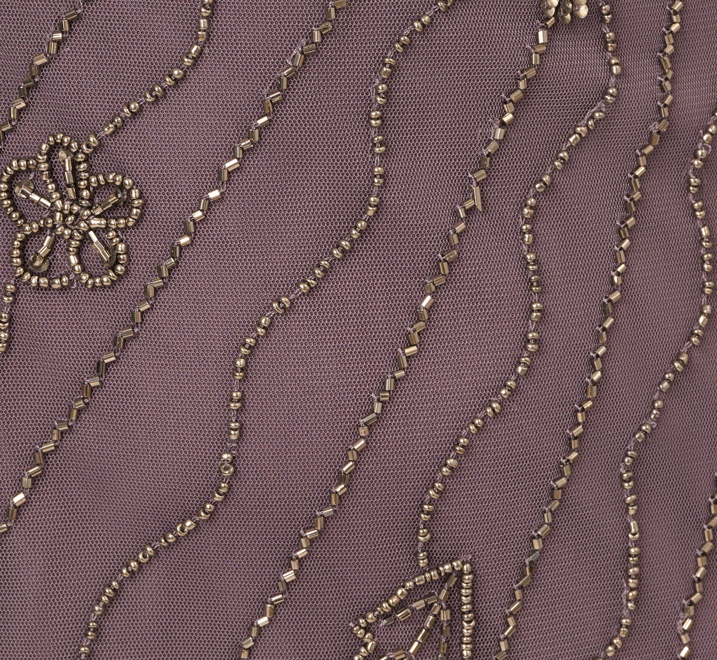 Beaded Ankle Length Dress With Sheer Flutter Sleeves In Moonscape