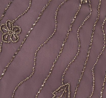 Beaded Ankle Length Dress With Sheer Flutter Sleeves In Moonscape