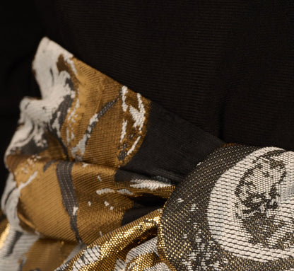 Combo Floral Jacquard Dress In Black Gold