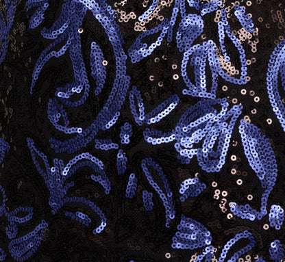 Sequin Embroidered Gown In Black Blue