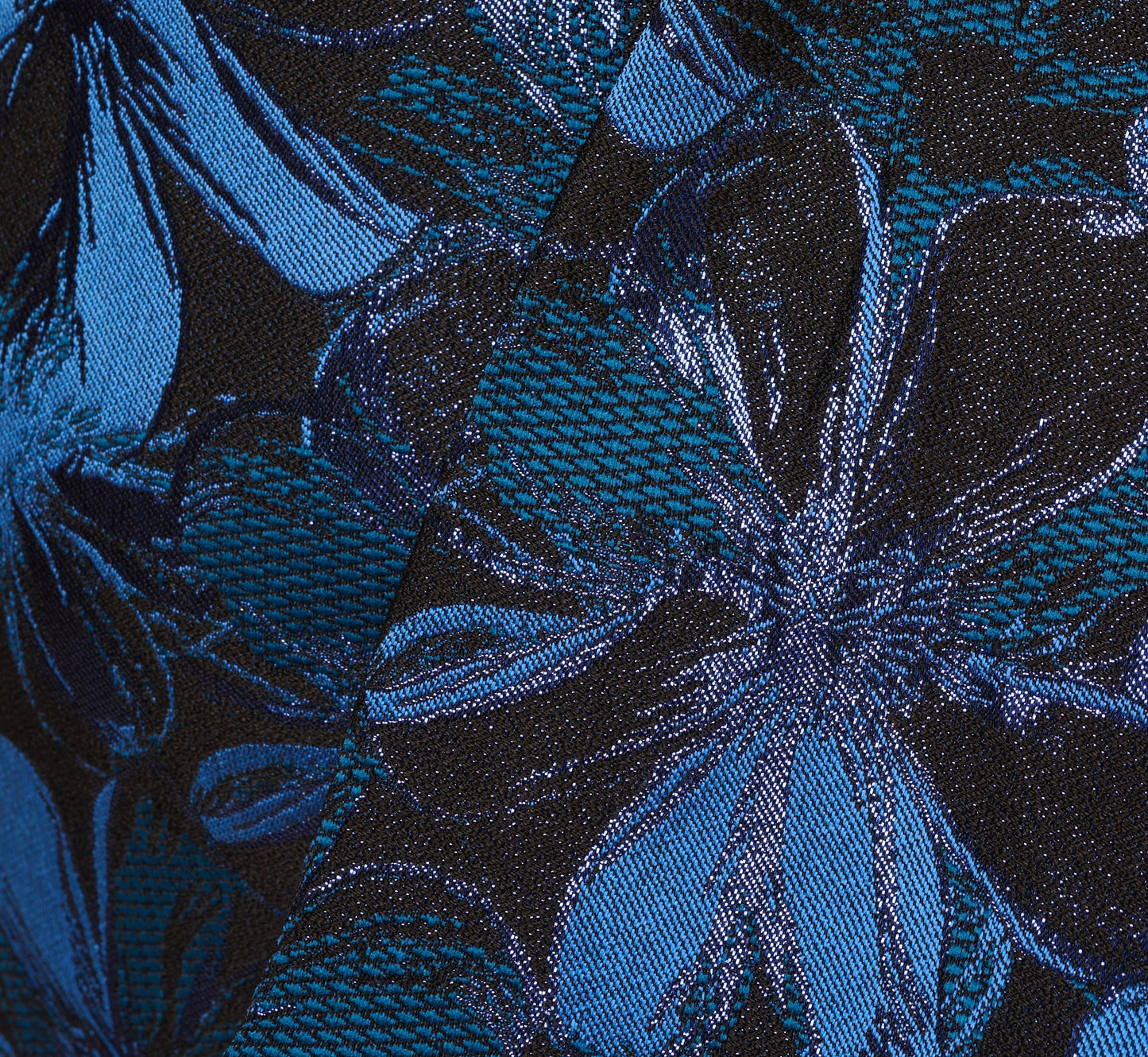 Plus Size Off Shoulder Jacquard Gown In Blue Multi