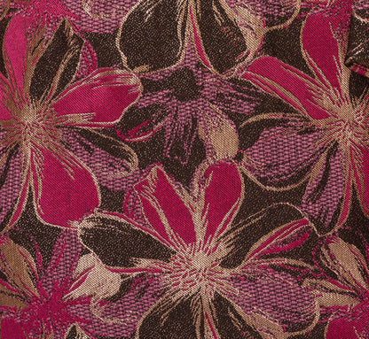 Off Shoulder Jacquard Gown In Fuchsia Multi