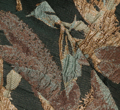 One Shoulder Jacquard Dress In Green Gold