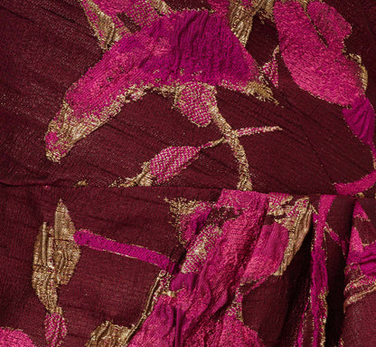 One Shoulder Jacquard Dress In Burgundy Gold