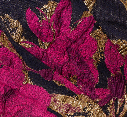 One Shoulder Jacquard Dress In Navy Pink