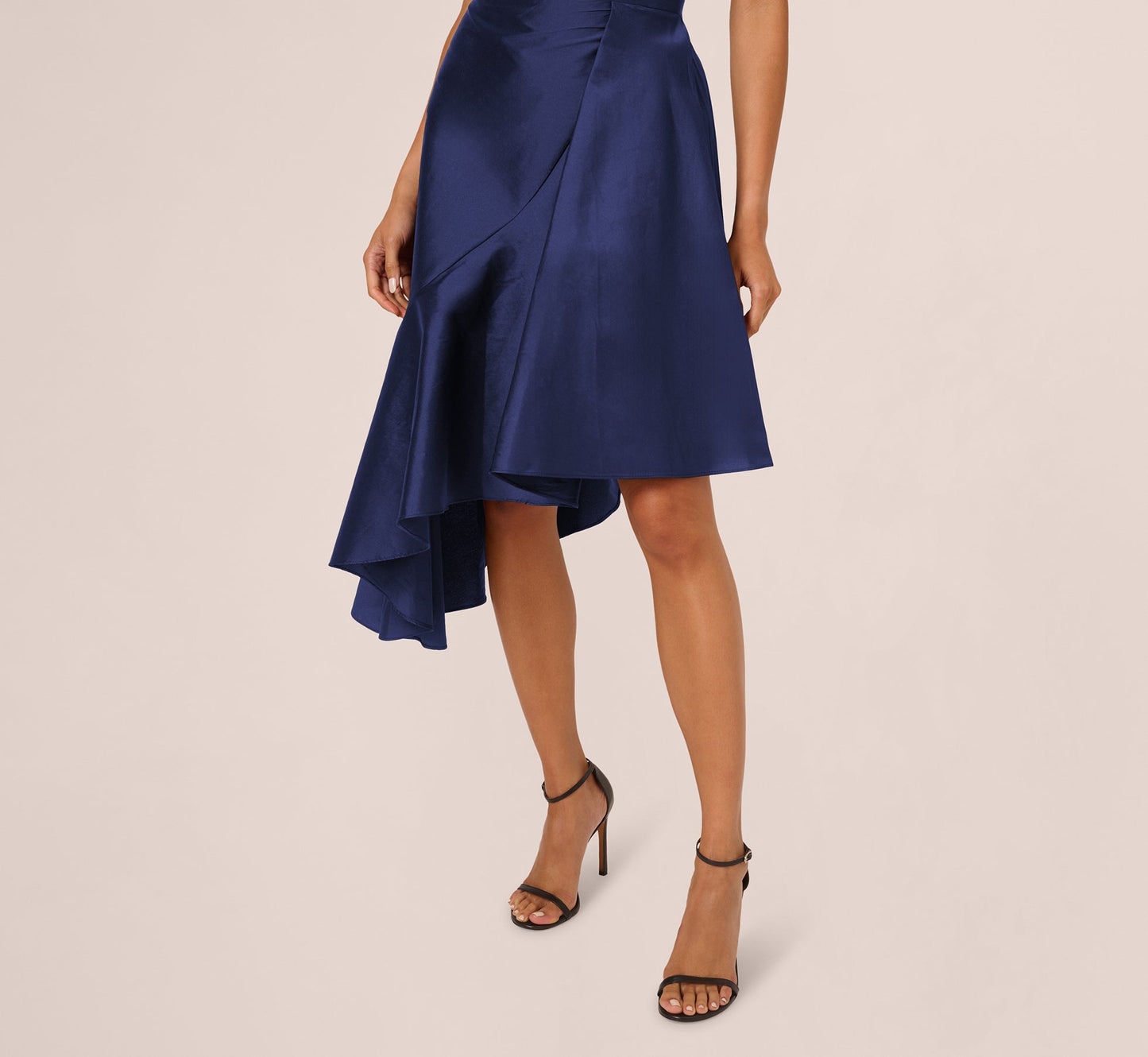 Crepe Combo Taffeta Dress In Light Navy