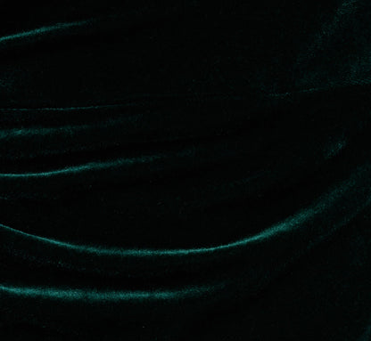 One Shoulder Draped Velvet Gown With Chain Accent In Emerald