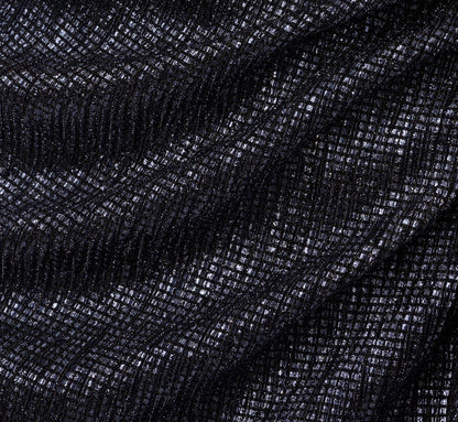 Draped Metallic Foil Long Dress In Navy