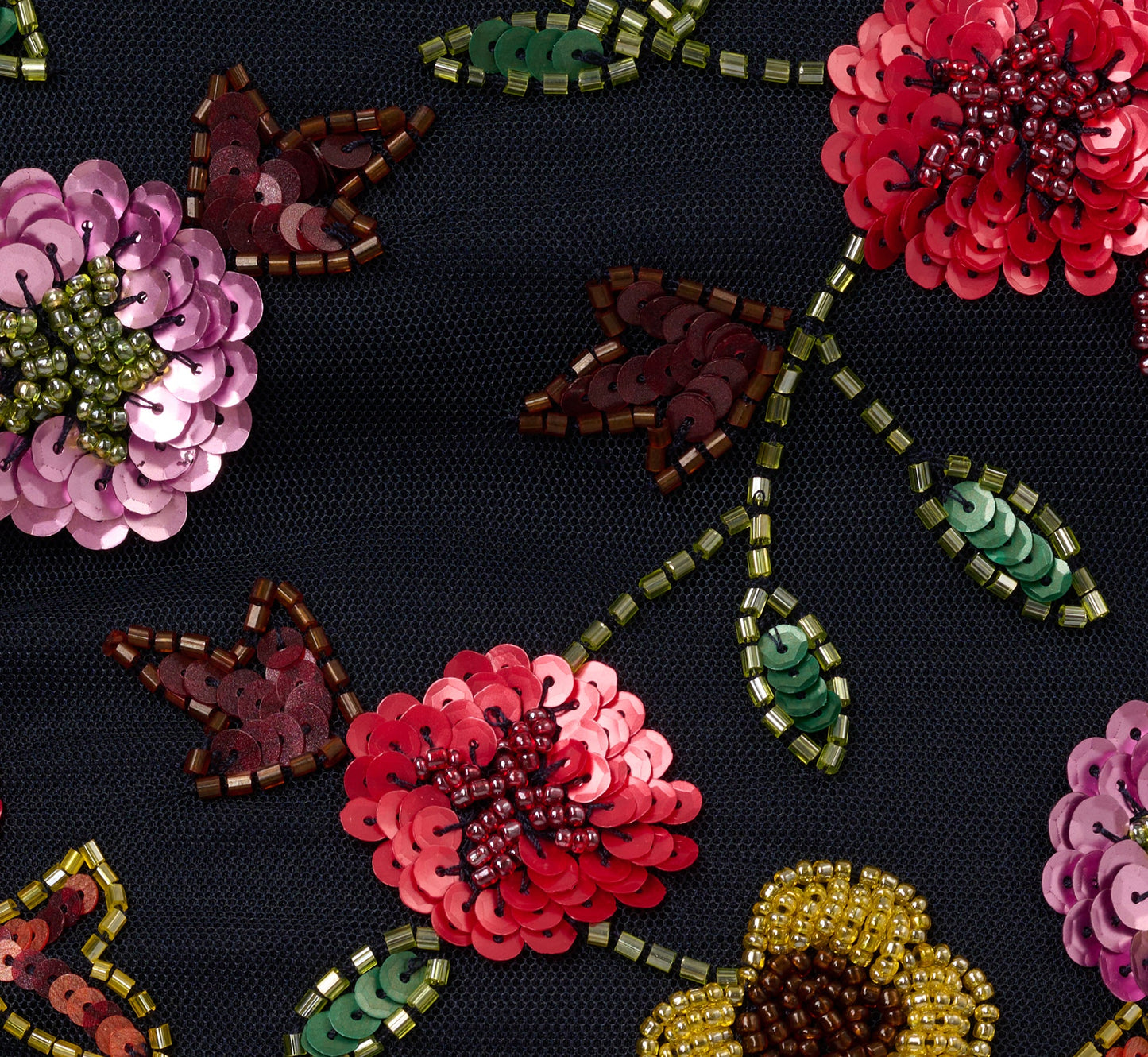 Short Sleeve Floral Beaded Midi Dress In Navy Multi