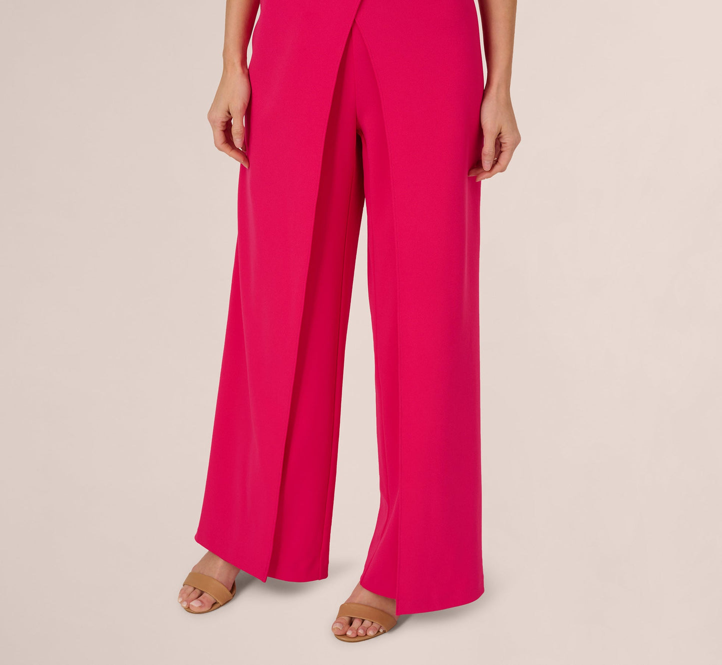One Shoulder Rosette Overlay Jumpsuit In Geranium